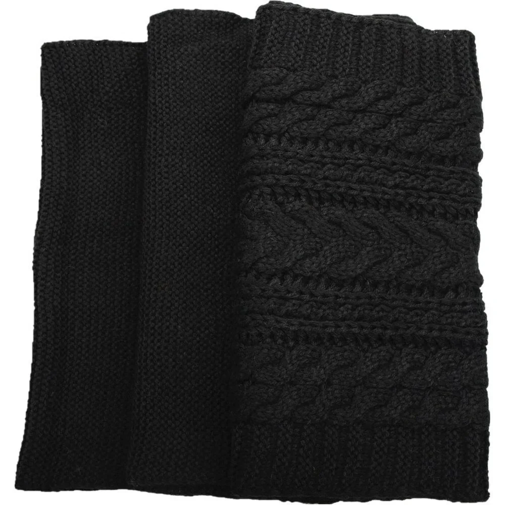 Women's Crochet Black Thick Ribbed Knit Winter Infinity Circle Loop Scarf